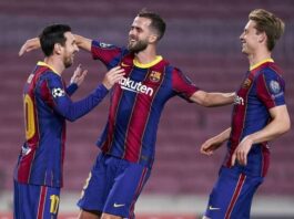 champions league barcelona wins hattrick with messis goal latest sports news in hindi