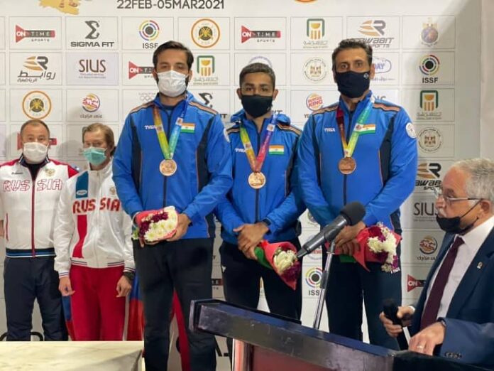 ISSF Shotgun World Cup Indian men's skeet team wins bronze latest Sports