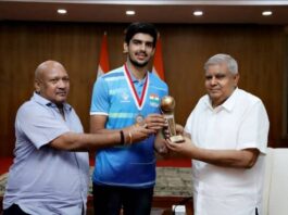 U20 Volleyball Championship Silver Medalist Team Meets Vice President jagdeep dhankhar