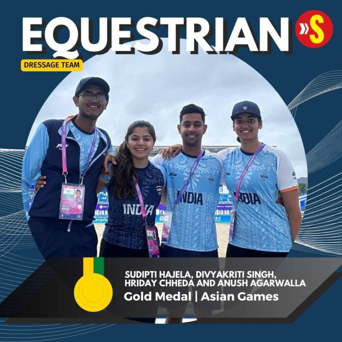 Asian Games 2023 historic gold medal for India,The dressage team combine to win the country's first gold in Equestrian since 1982