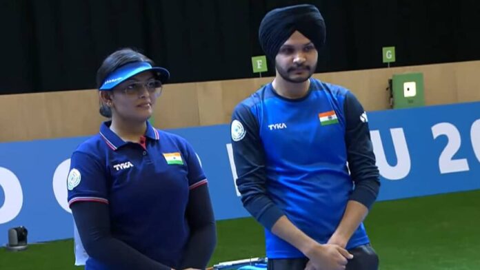 Asian Games 2023 siver medal for india, Sarabjot Singh and Divya Thadigol finish as runner up in the 10m Air Pistol Mixed Team Gold medal match