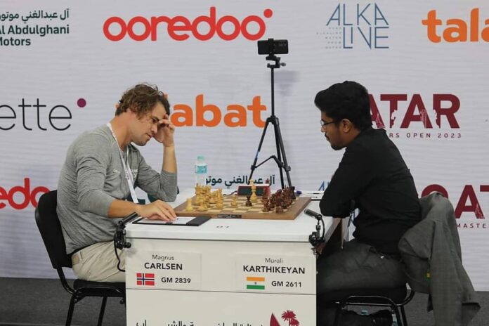 Qatar Masters 2023 Karthikeyan Murali defeats world number-1 Carlsen, third Indian to do so