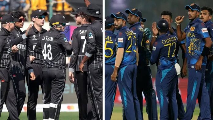 world cup 2023 nz vs sl match today, new zealand eyeing for 4th spot in semifinal, updates and records, playing xi