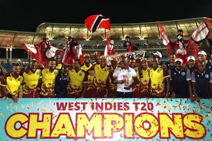 WI vs ENG west indies beat England by 4 wickets in 5th t20, grab series by 3-2, phil salt announced player of the series