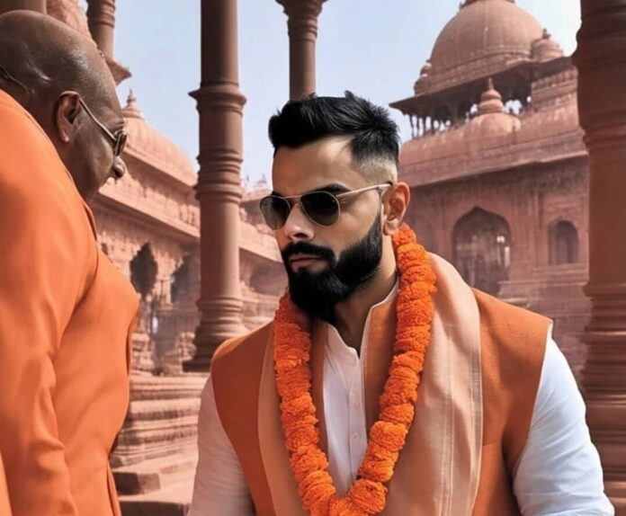 Virat Kohli reached ayodhya for pran pratishtha event, video gone viral over social media